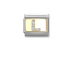 Nomination Charm 18k Gold Glitter Letter L