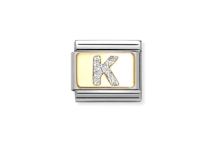 Nomination Charm 18k Gold Glitter Letter K