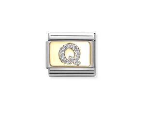 Nomination Charm 18k Gold Glitter Letter Q