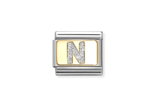Nomination Charm 18k Gold Glitter Letter N