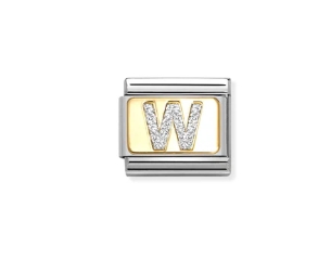 Nomination Charm 18k Gold Glitter Letter W