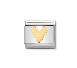 Nomination Charm 18k Gold Letter V