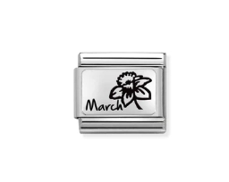 Nomination Charm Silver March Birthflower
