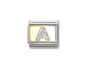 Nomination Charm 18k Gold with Glitter Letter A