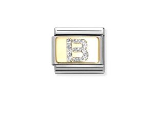 Nomination Charm 18k Gold with Glitter Letter B