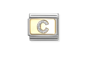 Nomination Charm 18k Gold Glitter Letter C