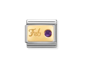 Nomination Charm 18k Gold February Birthstone