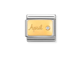 Nomination Charm 18k Gold April Birthstone