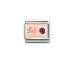 Nomination Charm 9k Rose Gold February Birthstone