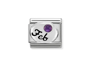 Nomination Charm Silver with February Birthstone