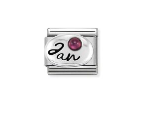 Nomination Charm Silver with January Birthstone