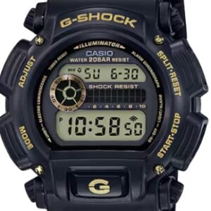 G-Shock Digital Watch Black with Gold Accents