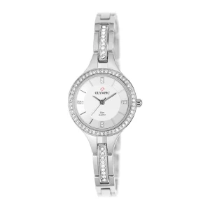 Olympic Stainless Steel Ladies Halo Stone Set Watch