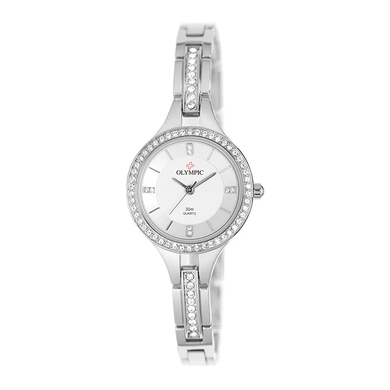 Olympic Stainless Steel Ladies Halo Stone Set Watch