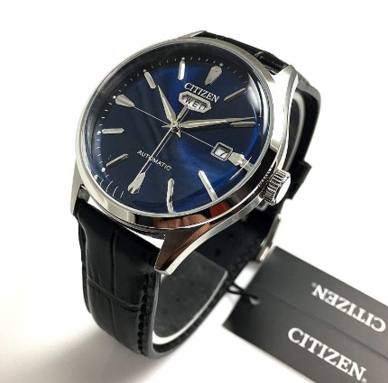 Citizen Automatic Leather Blue Dial Watch - Image 4